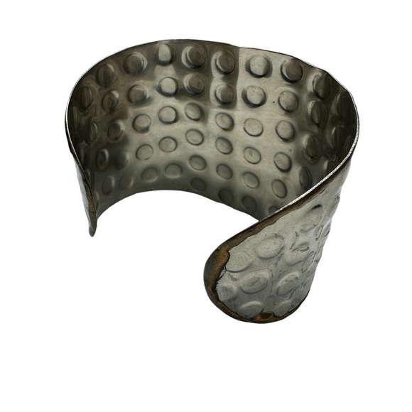 Navajo Inspired Three Stone Wide Cuff Silver Bracelet - Picture 5 of 10